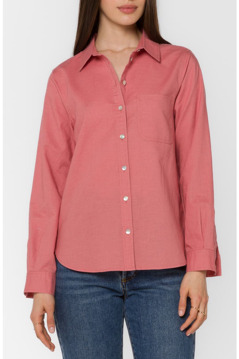 Bennett Linen Button-Up Shirt, Main, color, CANYON ROSE
