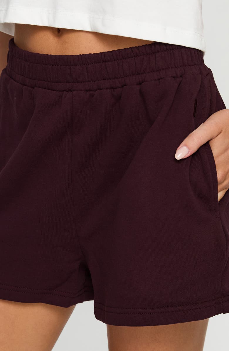 Princess Polly All Day Wine Cotton Sweat Shorts, Alternate, color, 
