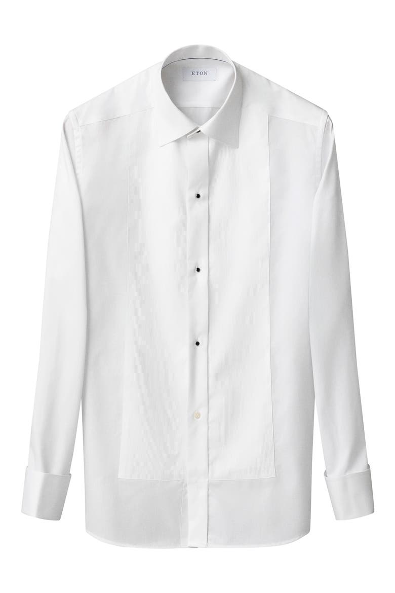 Slim Fit Striped Bib Tuxedo Shirt, Alternate, color, WHITE