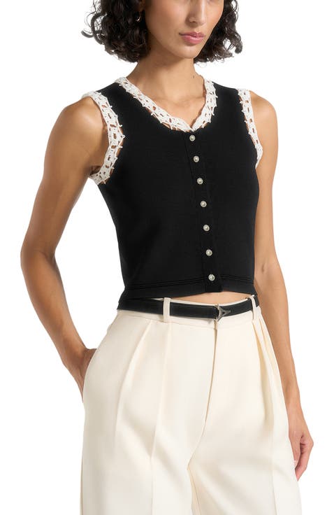 Evelyn Crochet Frill Crop Top