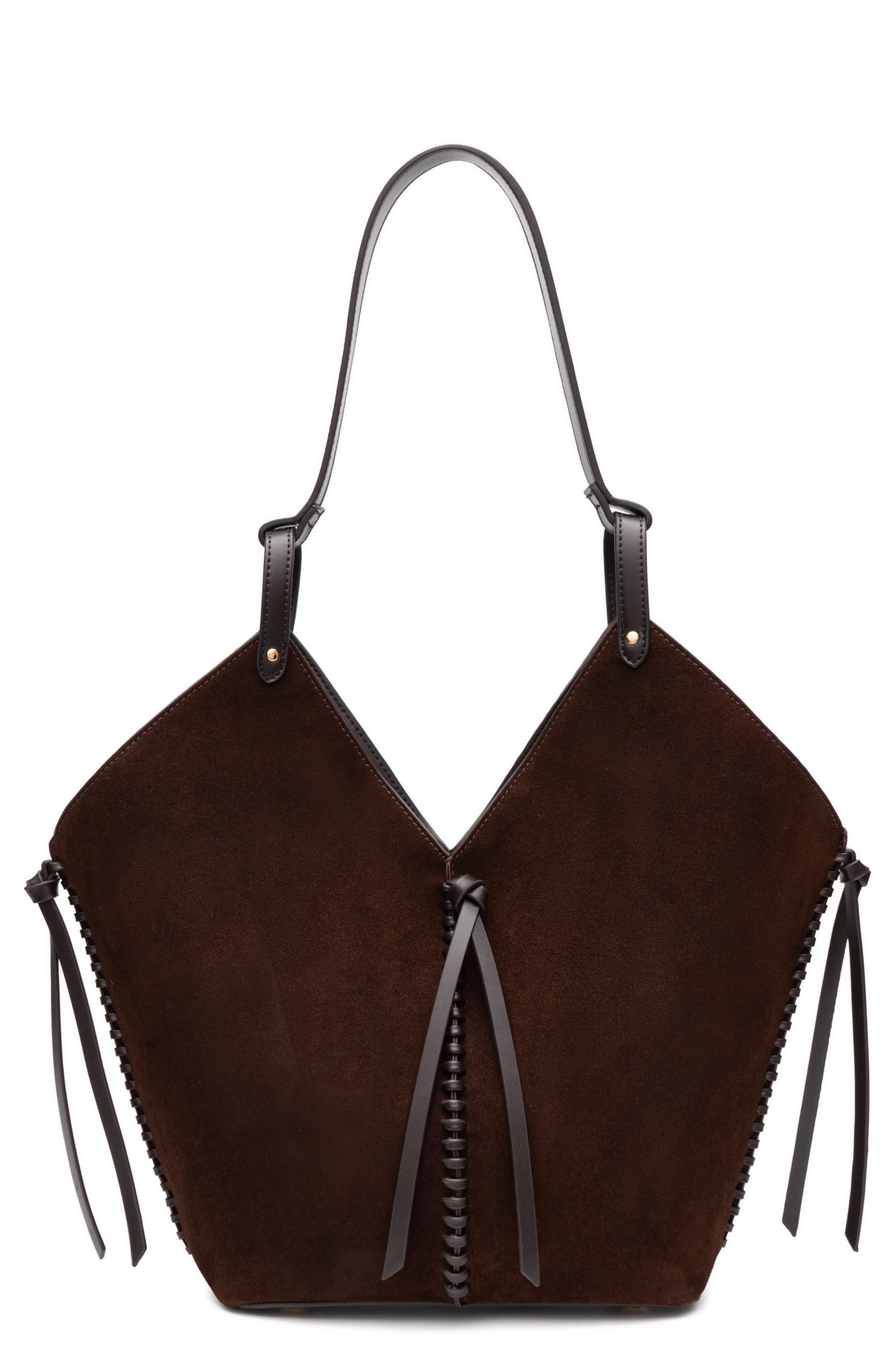 Sedona Suede Tote Bag, Main, color, CHOCOLATE