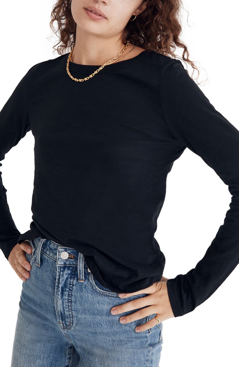 Madewell Whisper Cotton Rib Crewneck Long Sleeve T-Shirt, Alternate, color,