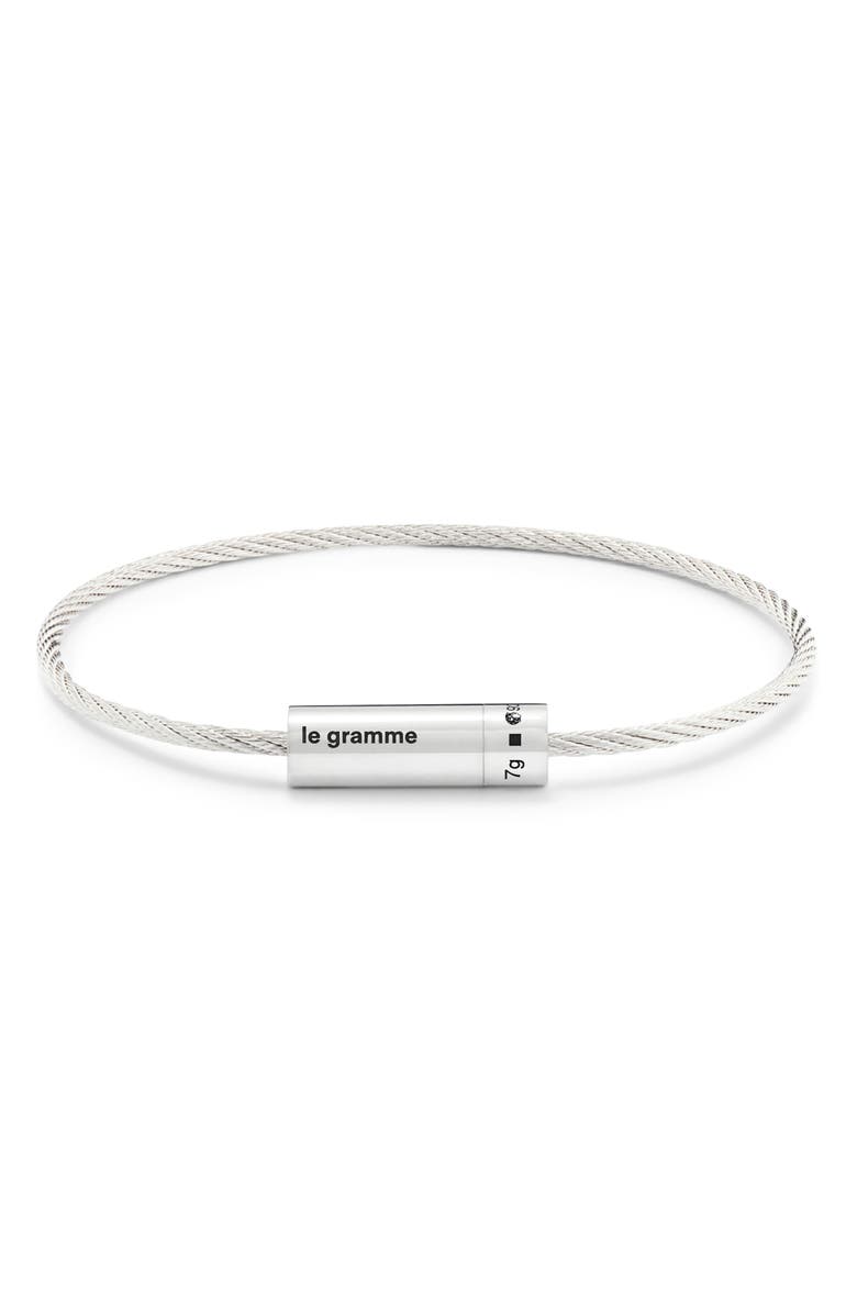 le gramme Men's 7G Polished Sterling Silver Cable Bracelet, Main, color, 