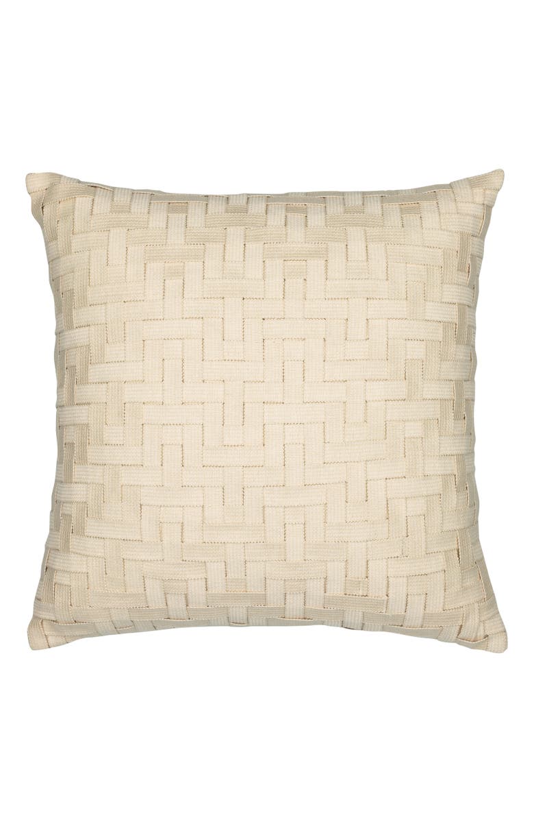 Elaine Smith Entwine Crema Indoor & Outdoor Woven Accent Pillow, Main, color, Crema