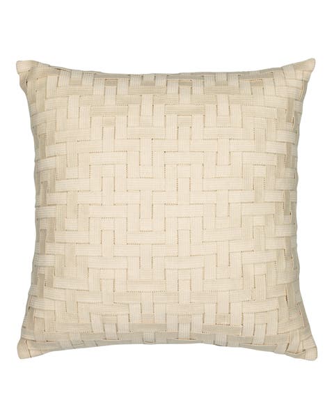Entwine Crema Indoor & Outdoor Woven Accent Pillow