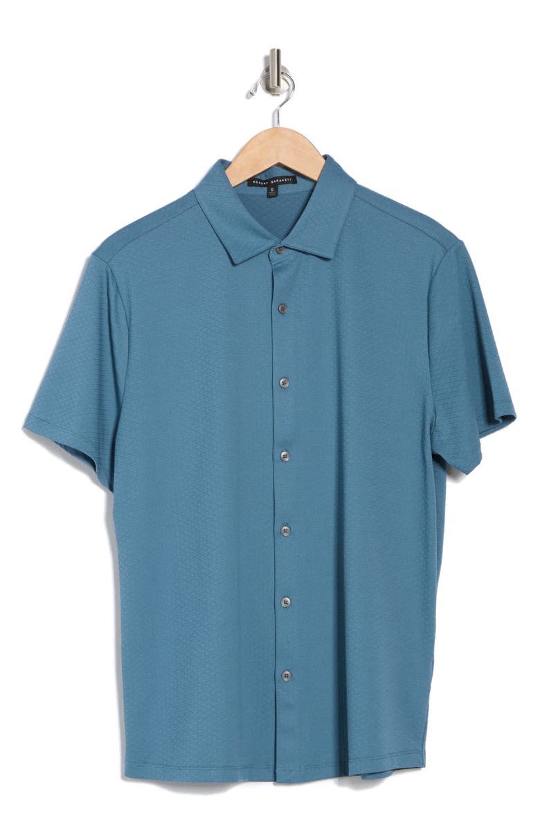 Robert Barakett Glensea Short Sleeve Button-Up Knit Shirt, Alternate, color, Teal
