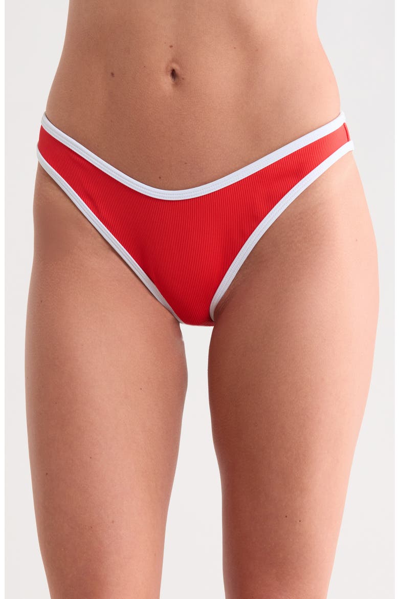 Venice Bikini Bottoms, Main, color, POPPY/ WHITE RIB