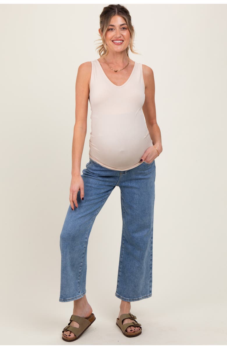 PinkBlush Wash Cropped Denim Maternity Jeans, Main, color, Blue