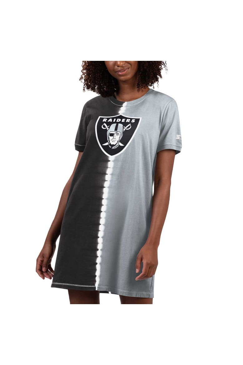 Women's Starter Black Las Vegas Raiders Ace Tie-Dye T-Shirt Dress, Main, color, Black