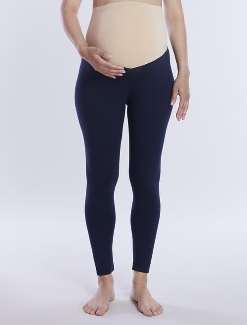 Motherhood Maternity Secret Fit Over The Belly Coated Full Length Legging In Navy