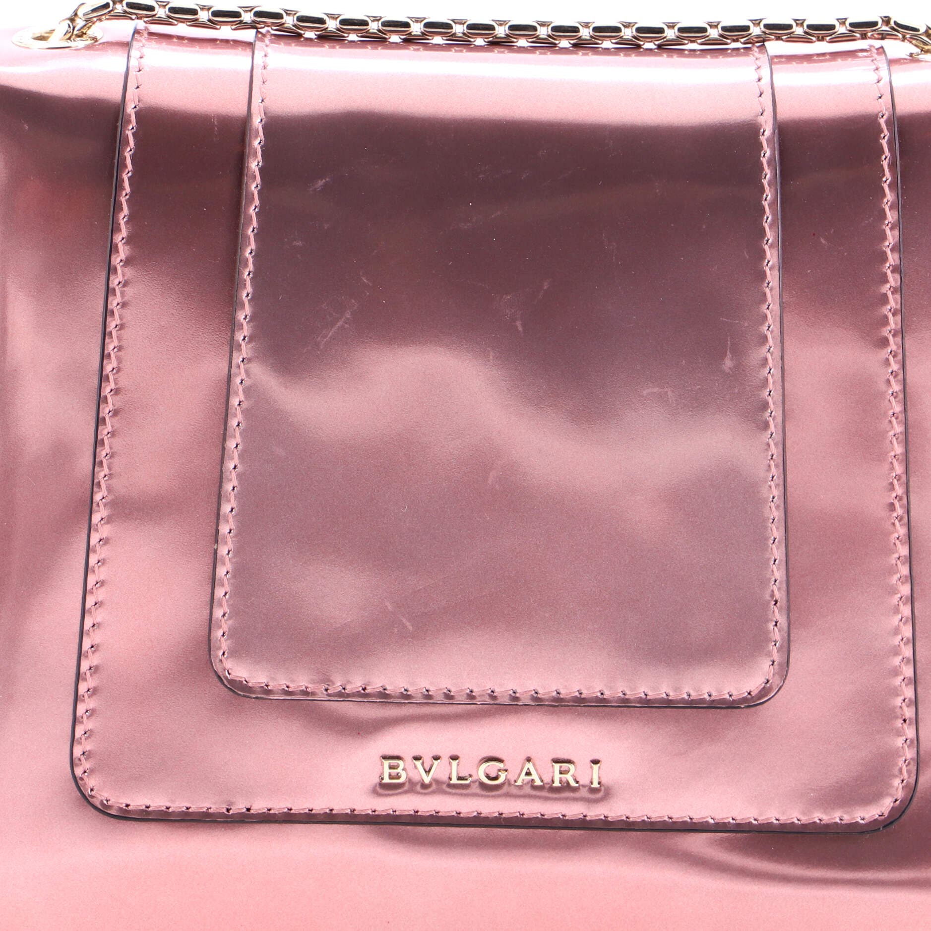 Serpenti Forever Square Shoulder Bag Metallic Leather Small, Alternate, color, Pink