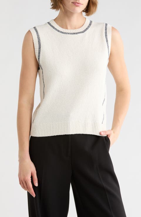 Tipped Sleeveless Sweater