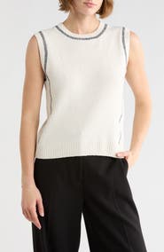 KAY UNGER SPORTSWEAR Tipped Sleeveless Sweater