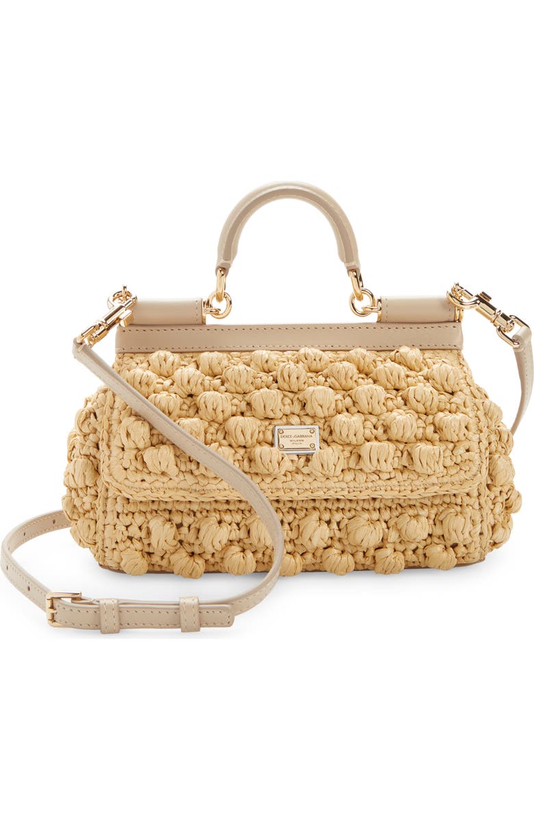 Dolce&Gabbana Sicily Small Raffia Satchel, Main, color,