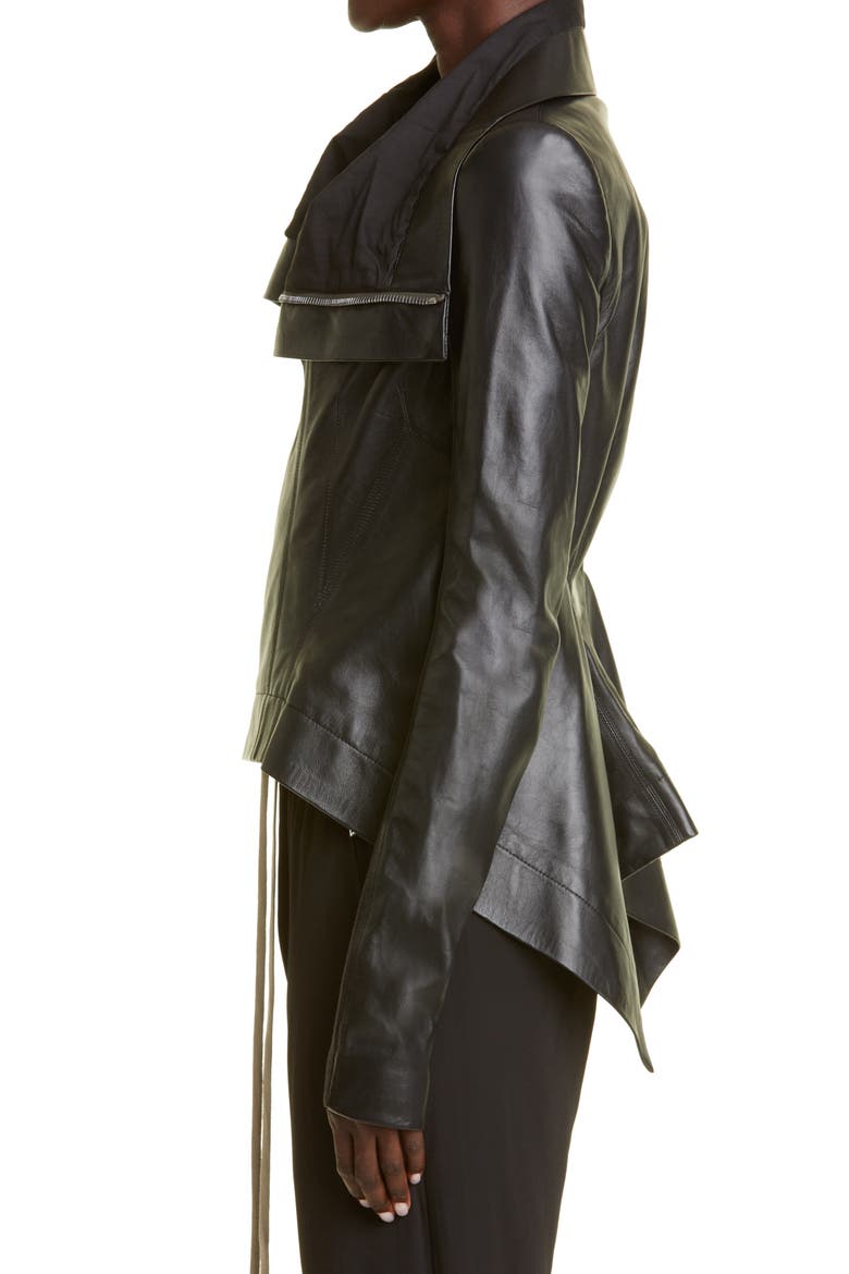 Women's Asymmetric Hem Mixed Media Moto Jacket, Alternate, color, BLACK