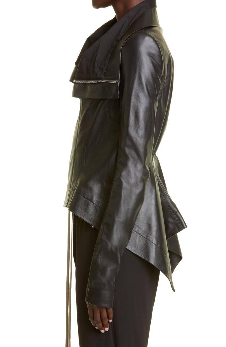 Rick Owens Women's Asymmetric Hem Mixed Media Moto Jacket, Alternate, color, 