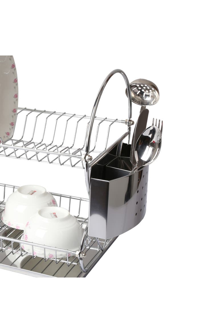 Chrome Plated 17.5 Inch Two Shelf Dish Rack, Alternate, color, Chrome