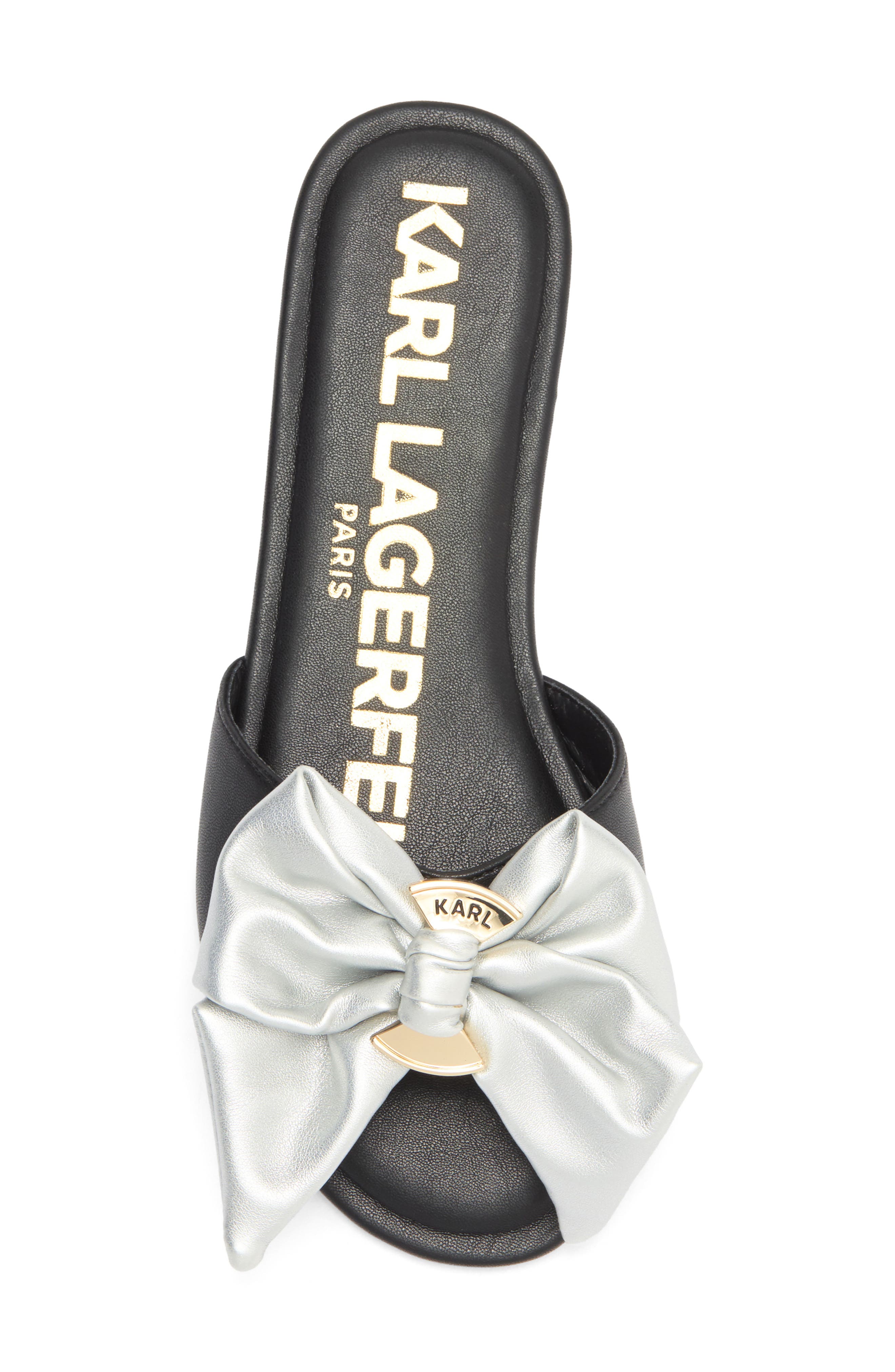 KARL LAGERFELD PARIS Ciaran Slide Sandal, Alternate, color, Black/ Silver