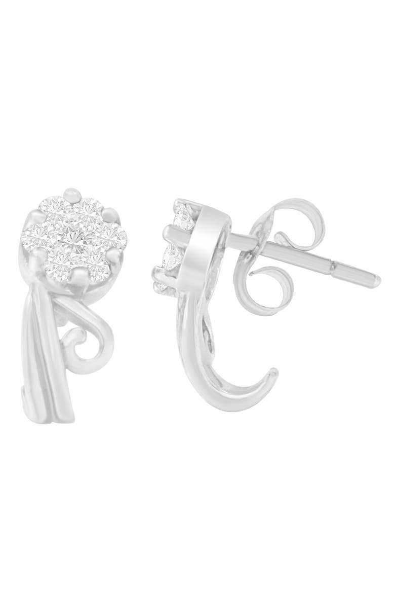 14K White Gold 1/2 Ct Round Diamond Earrings, Alternate, color, White