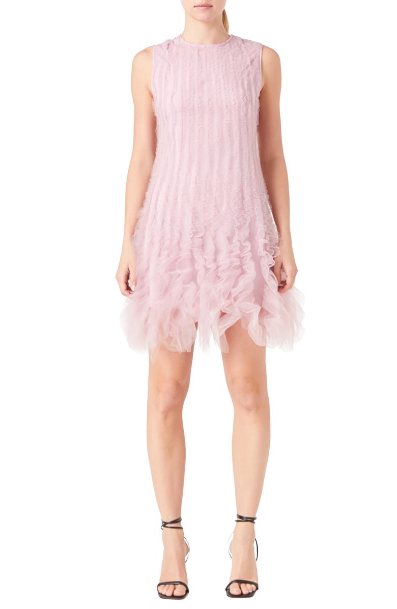 Endless Rose Ruffle Tulle Sleeveless Minidress, Main, color, Mulberry