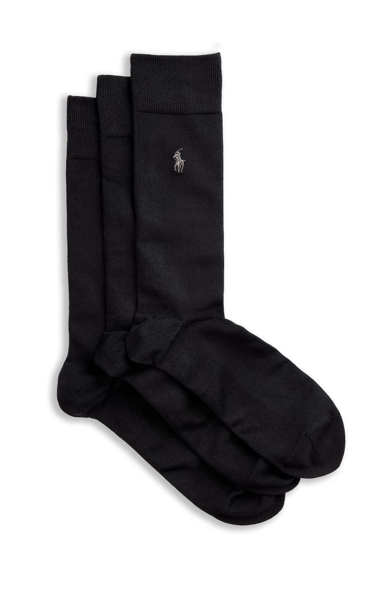 Polo Ralph Lauren 3-pk Supersoft Crew Socks, Main, color, Black