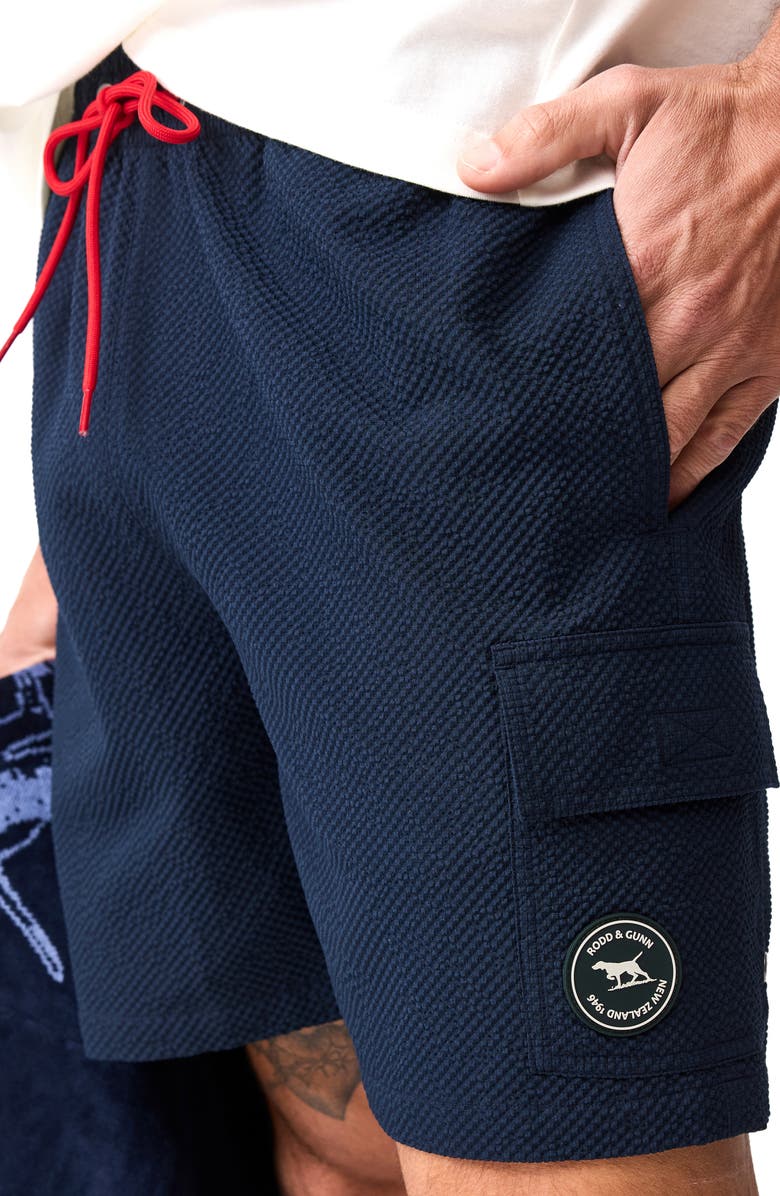 Rodd & Gunn Winterton River Seersucker Swim Trunks, Alternate, color, Navy