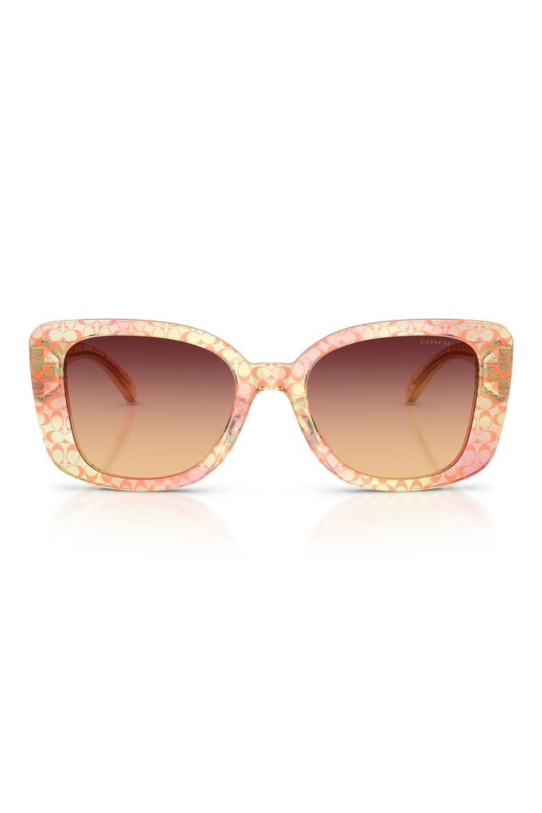 52mm Gradient Square Sunglasses, Main, color, TRANSPARENT PEACH SIGNATURE C