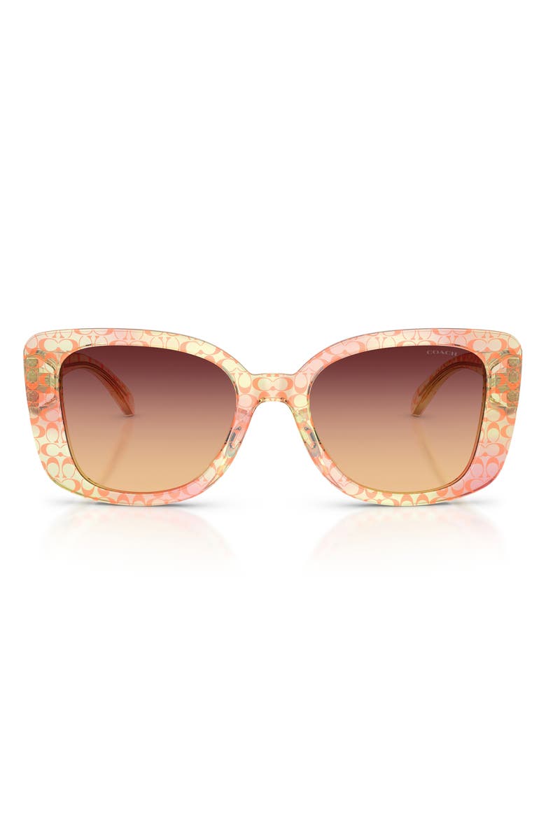 COACH 52mm Gradient Square Sunglasses, Main, color, Transparent Peach Signature C
