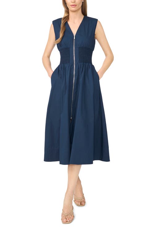 Zip-Front Midi Dress