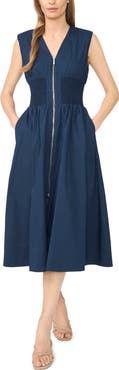 Halogen® Zip-Front Midi Dress