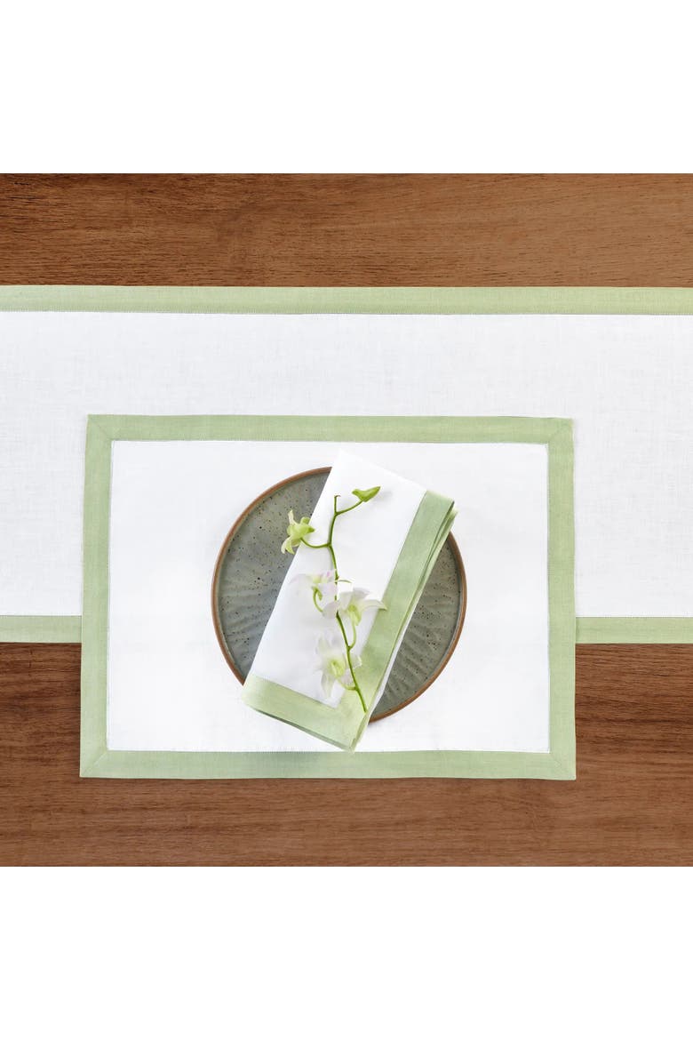 Linen Placemats Set of 4, 14 x 19" - Classic, Alternate, color, Sage Green and White
