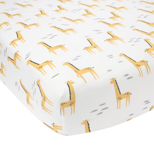 Lambs & Ivy Signature Giraffe Organic Cotton Fitted Crib Sheet In White