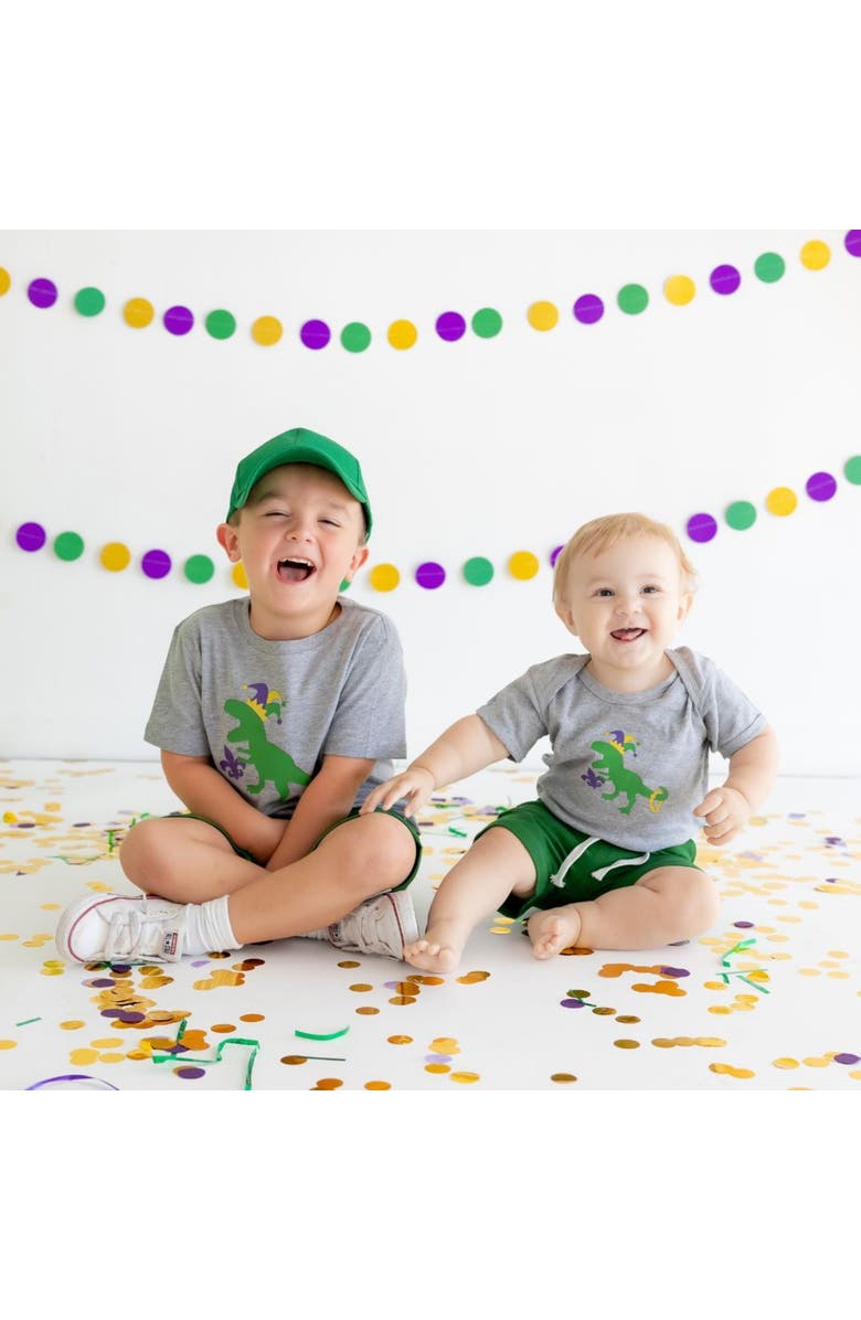 Sweet Wink Mardi Gras Dino Short Sleeve T-Shirt, Alternate, color, 