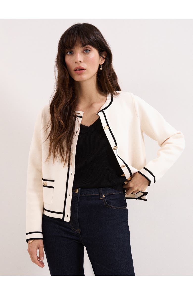 Phase Eight Lola Button-Front Knit Cardigan, Main, color, Ivory