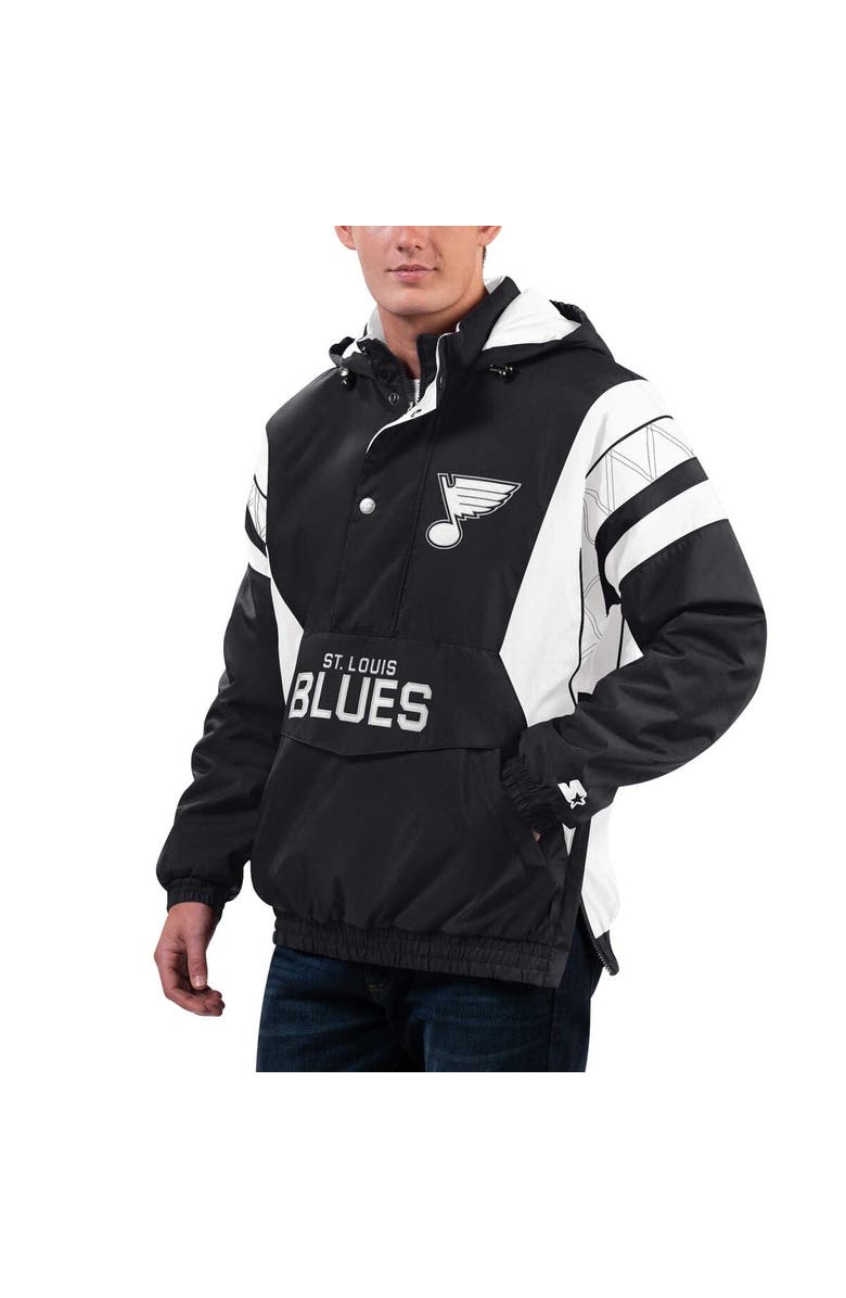 STARTER Men's Starter Black St. Louis Blues Home Team Half-Zip Hoodie Jacket, Alternate, color, 