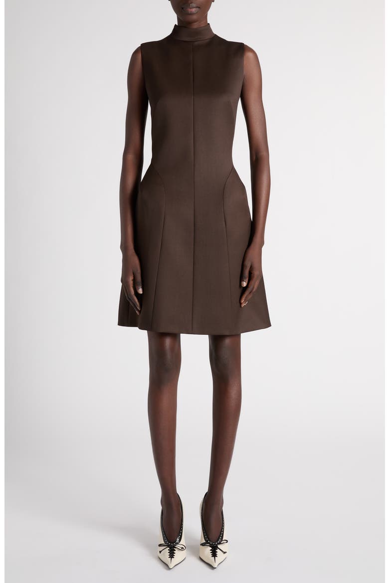 Wool Sleeveless Mock Neck Minidress, Main, color, COFFEE