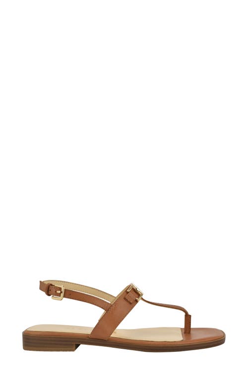 Guess Women's Reality Slingback G-elite T-strap Flat Sandals In Dark Natural
