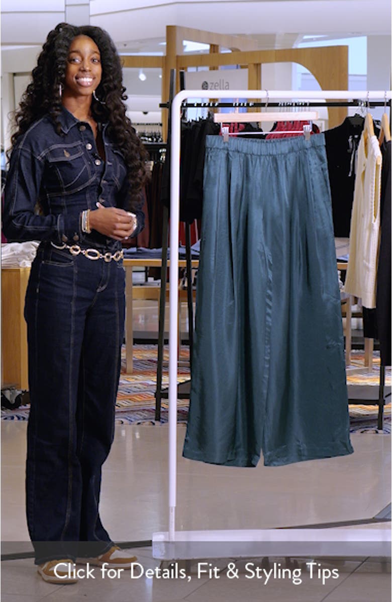 Pull-On Satin Wide Leg Pants, sales video thumbnail