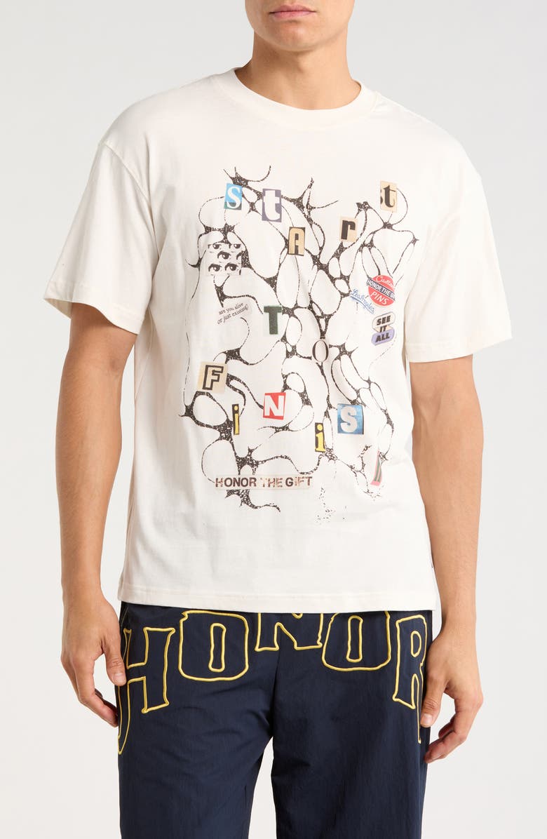 HONOR THE GIFT Start to Finish Graphic T-Shirt, Main, color, Bone