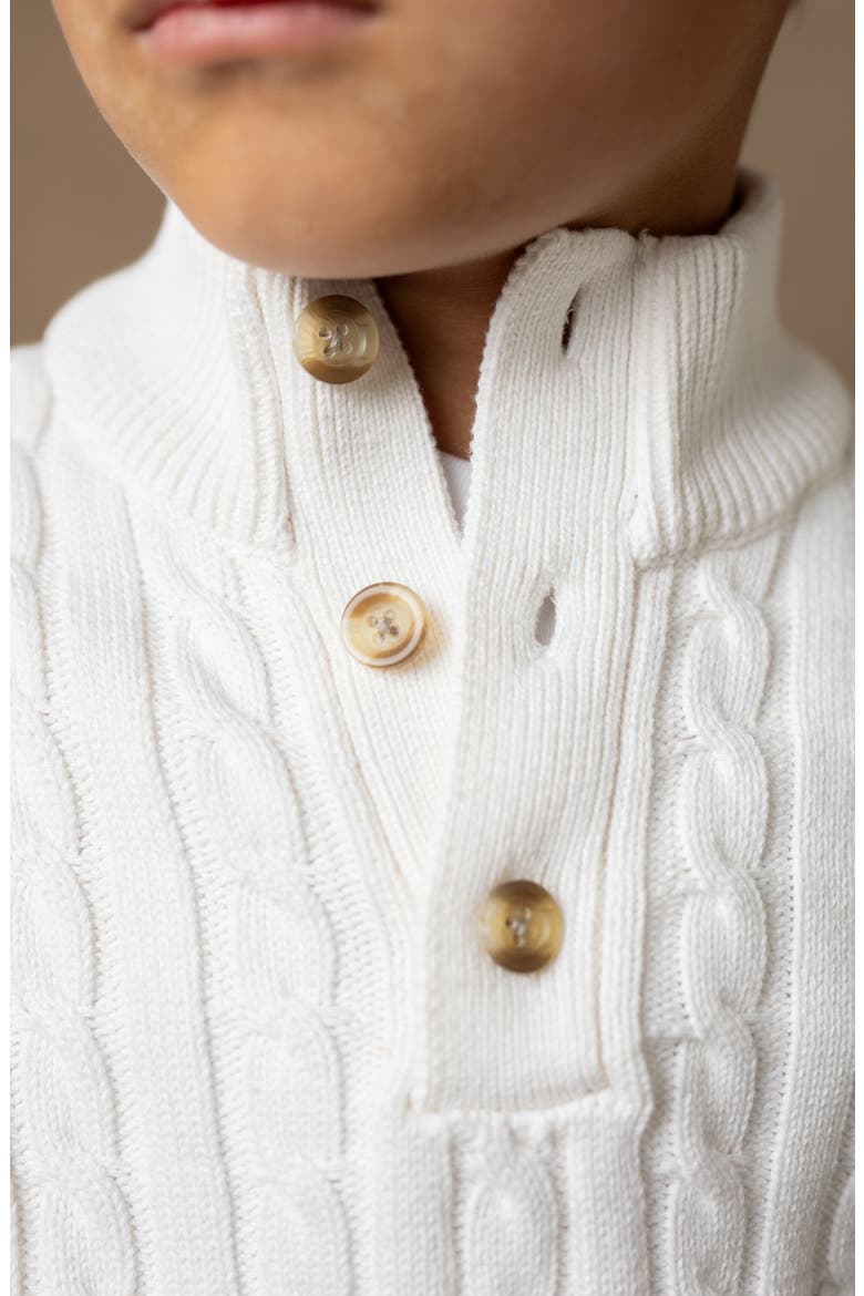 Baby Boys' Organic Mock Neck Cable Sweater, Infant, Alternate, color, Soft White Cable Tipping