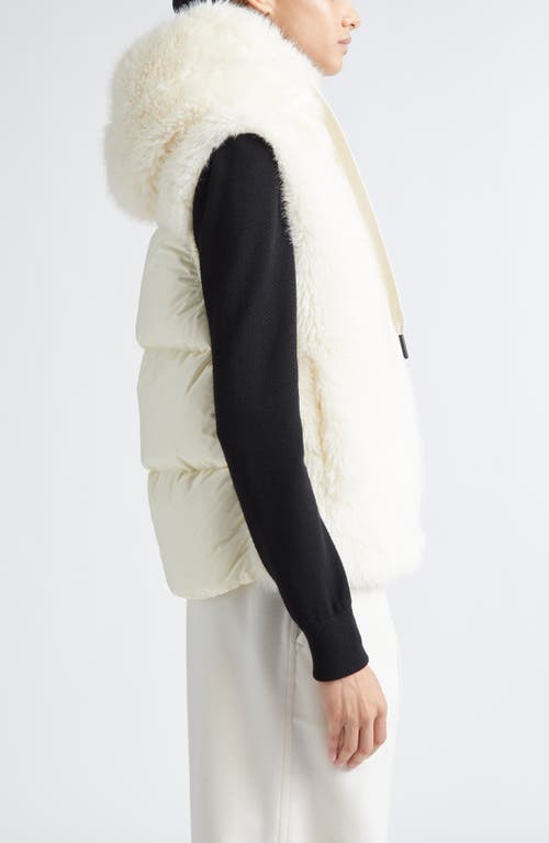 Moncler Grenoble Arve Faux Fur & Nylon Hooded Vest In White