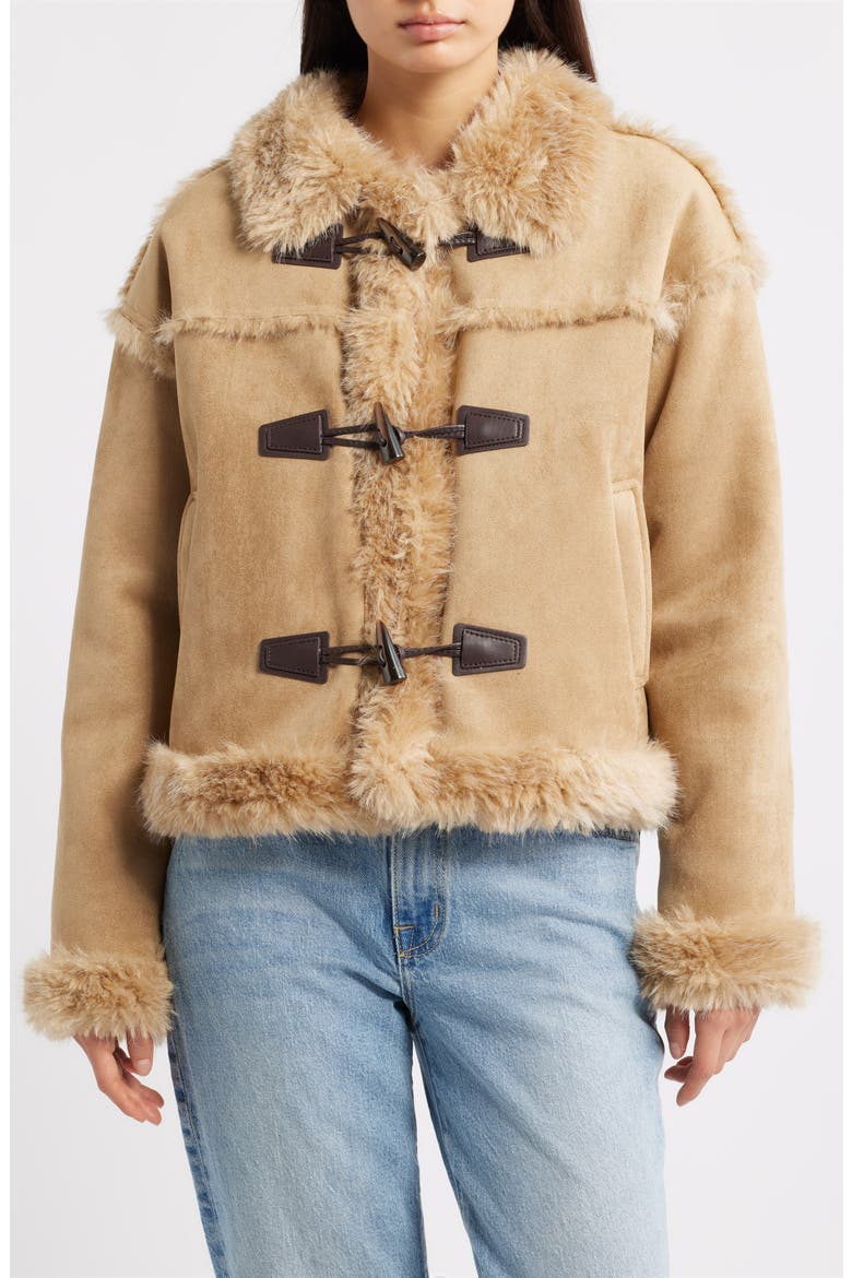 Faux Shearling Jacket, Alternate, color, CHESTNUT