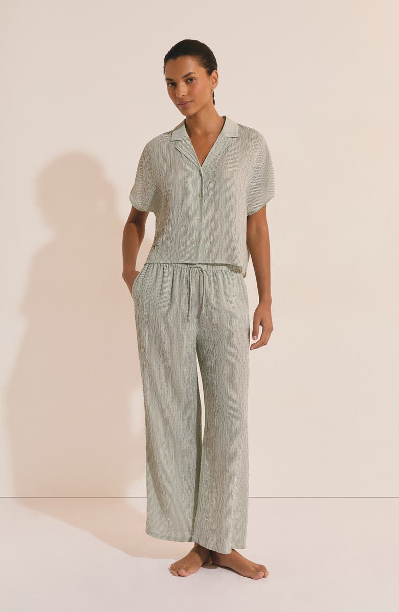Etam Oselia Wide Leg Pajama Pants, Alternate, color, Imp Fond Vert