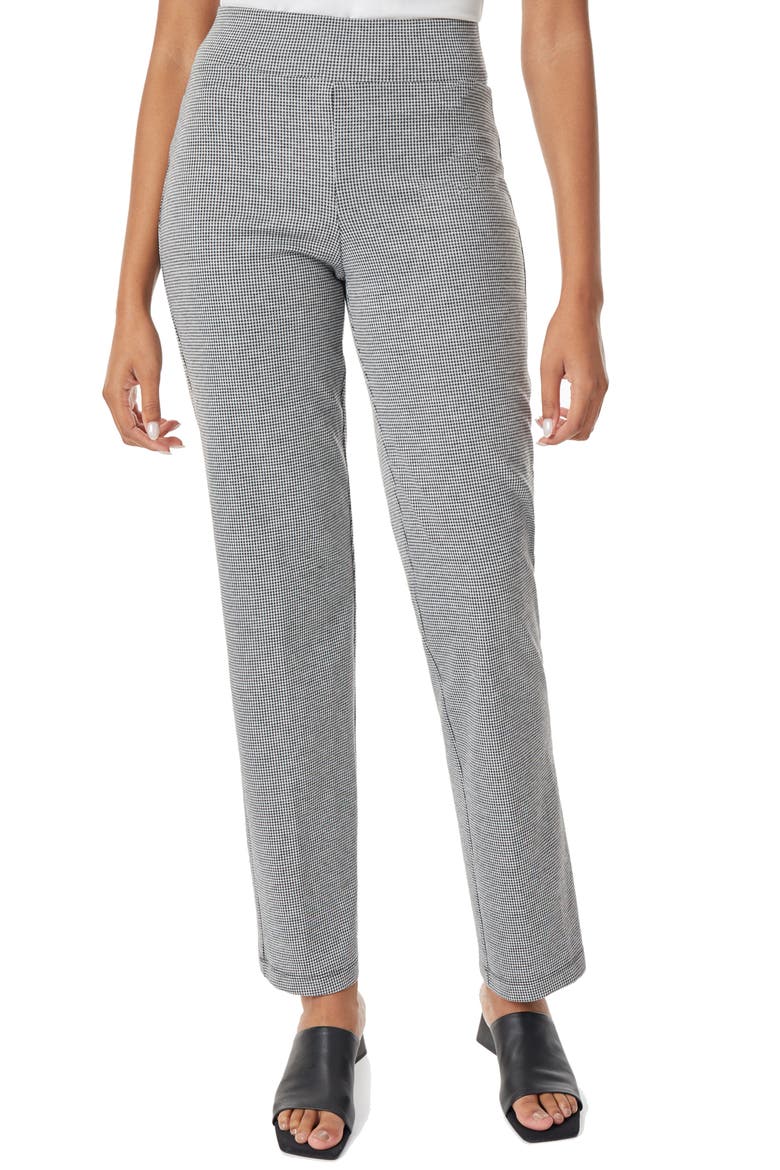 Houndstooth Straight Leg Pull-On Pants, Main, color, JONES BLACK/ WHIT
