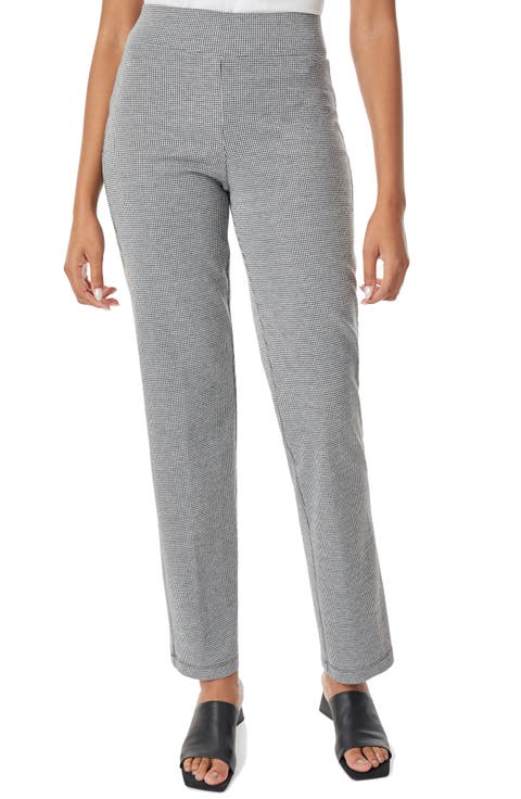 Houndstooth Straight Leg Pull-On Pants