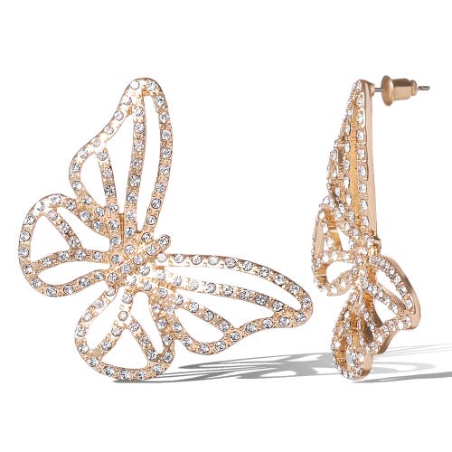 Jessica Simpson Textured Butterfly Gold-tone Stud Earrings In Gold