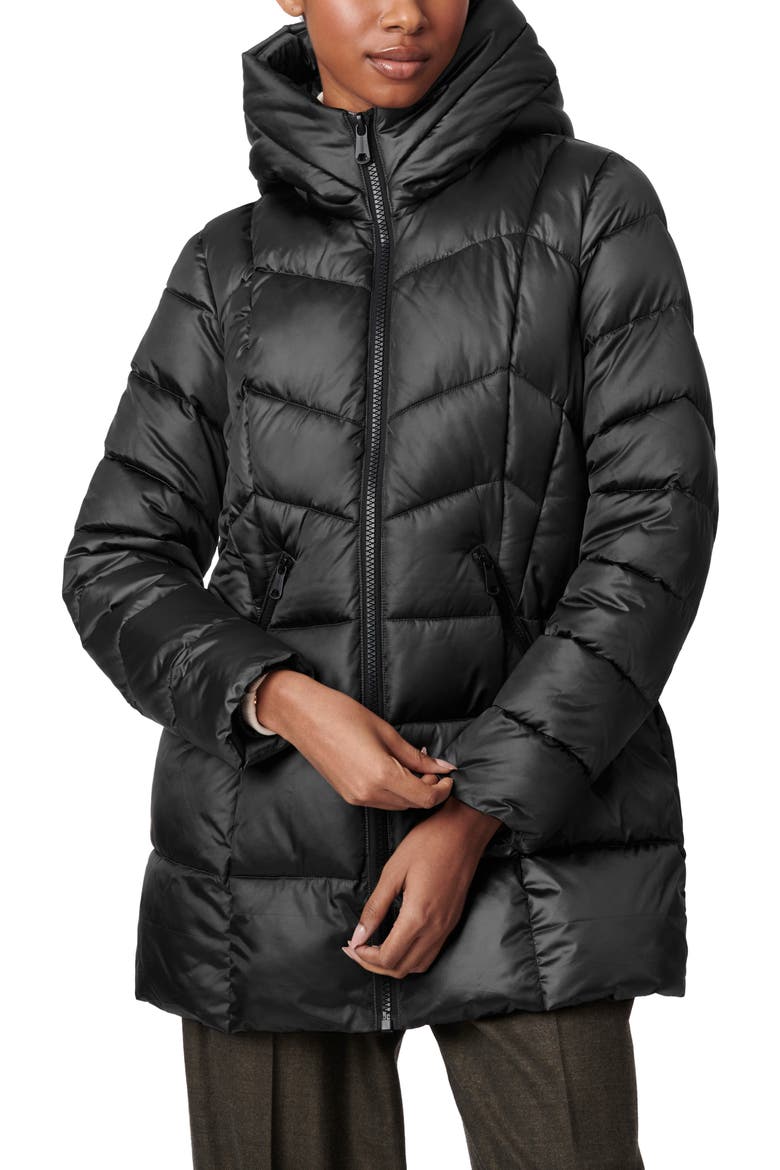 Metallic Hooded Walker Coat, Main, color, BLACK