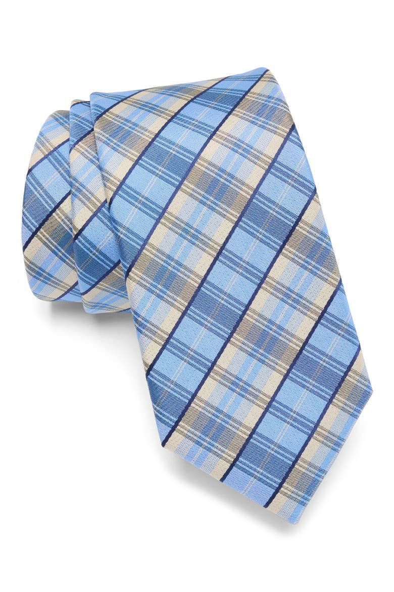 Tucker Plaid Tie, Main, color, LIGHT BLUE
