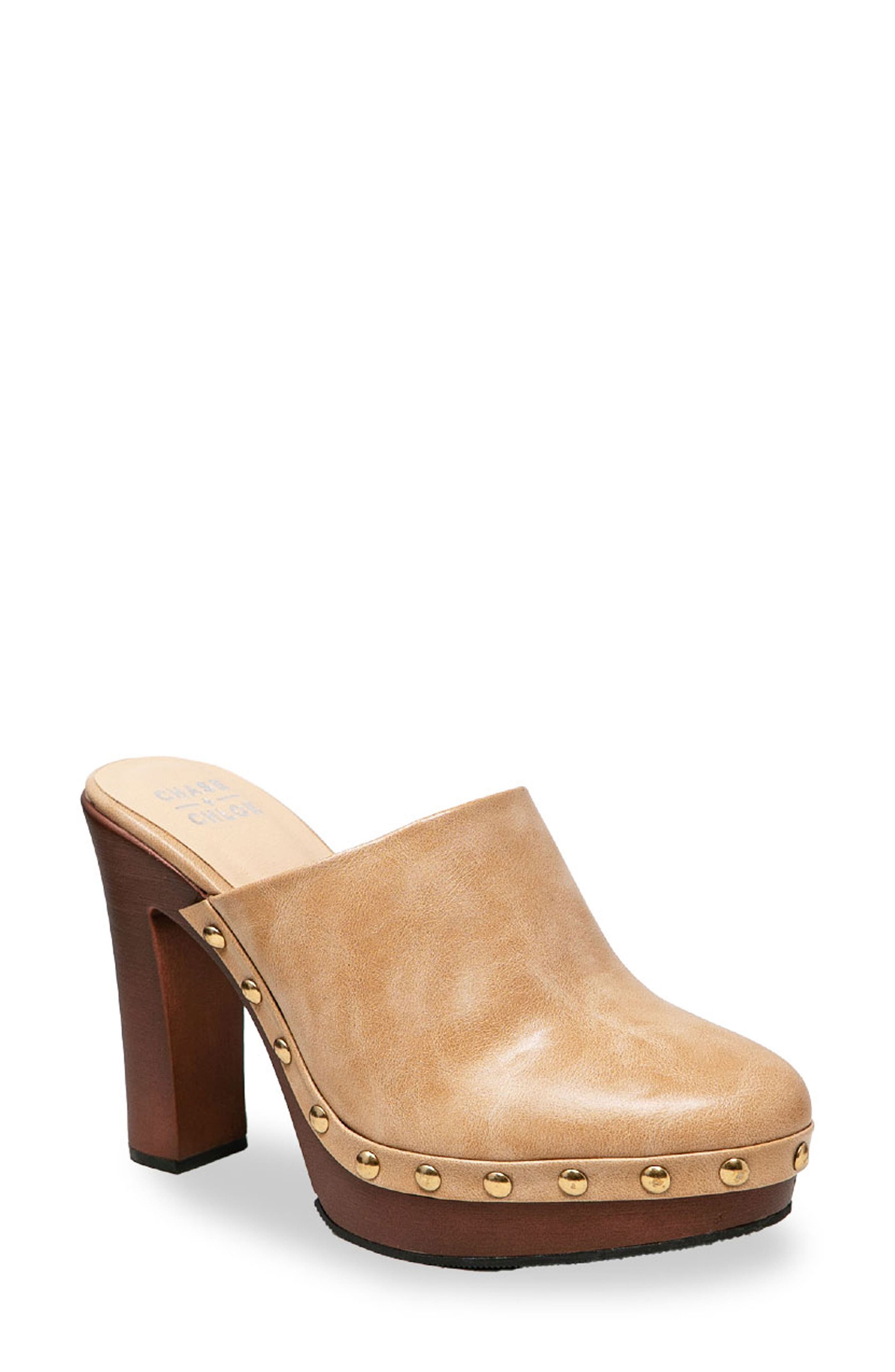 Studded Platform Mule, Main, color, BEIGE PU