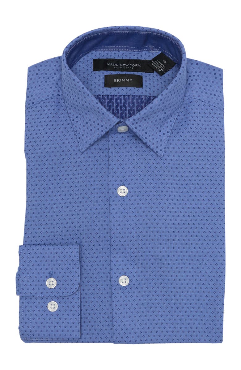 Andrew Marc Blue Micro Print Woven Dress Shirt, Main, color, 